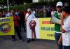 Empleados civiles del Mindefensa, agremiados en SINSERGEN marchan por su pensión